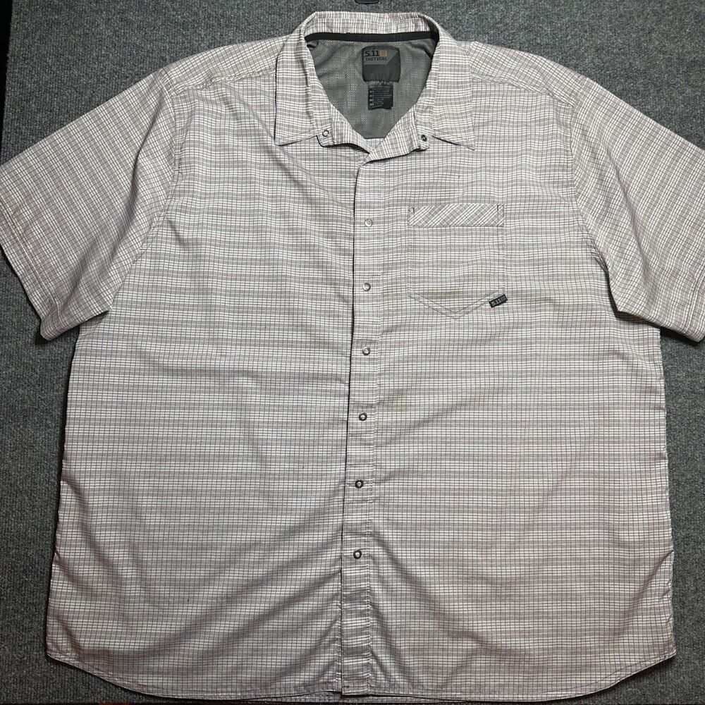 5.11 511 Tactical Series Mens Red Gray Plaid Concealed Carry Snap Shirt Size 2XL